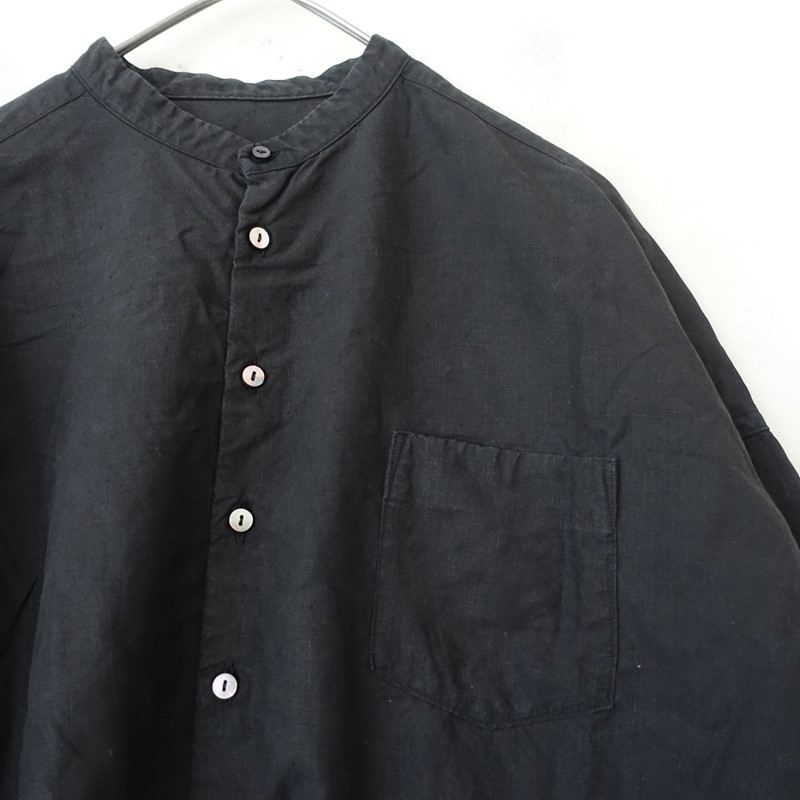 nest Robe] [Linen] [Size F] High-Count Band Collar Shirt | Japan Finds