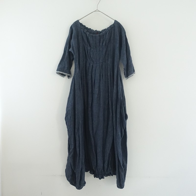 Daniela Gregis] [Linen Denim] Pleated Dress | Japan Finds