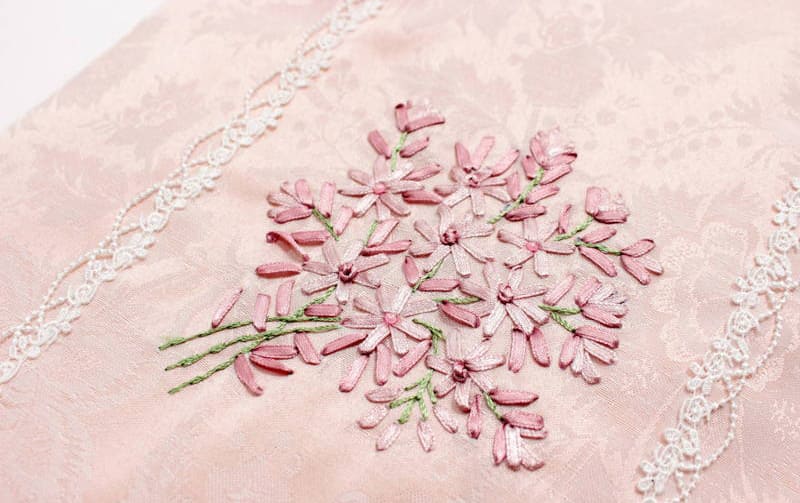 Ribbon-Embroidered Square Bag 30×30×4cm [Florette] | Japan Finds