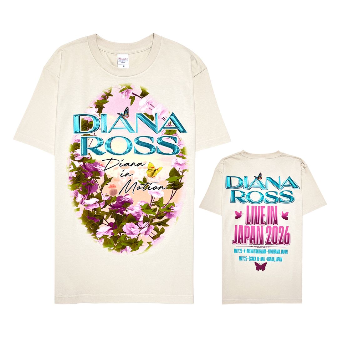 Mサイズ ダイアナロス 薔薇 ジャパンクリームTシャツ 2026 来日公演グッズ Cream] Diana Ross Roses and Name Japan T-Shirt (2026) | Japan Finds