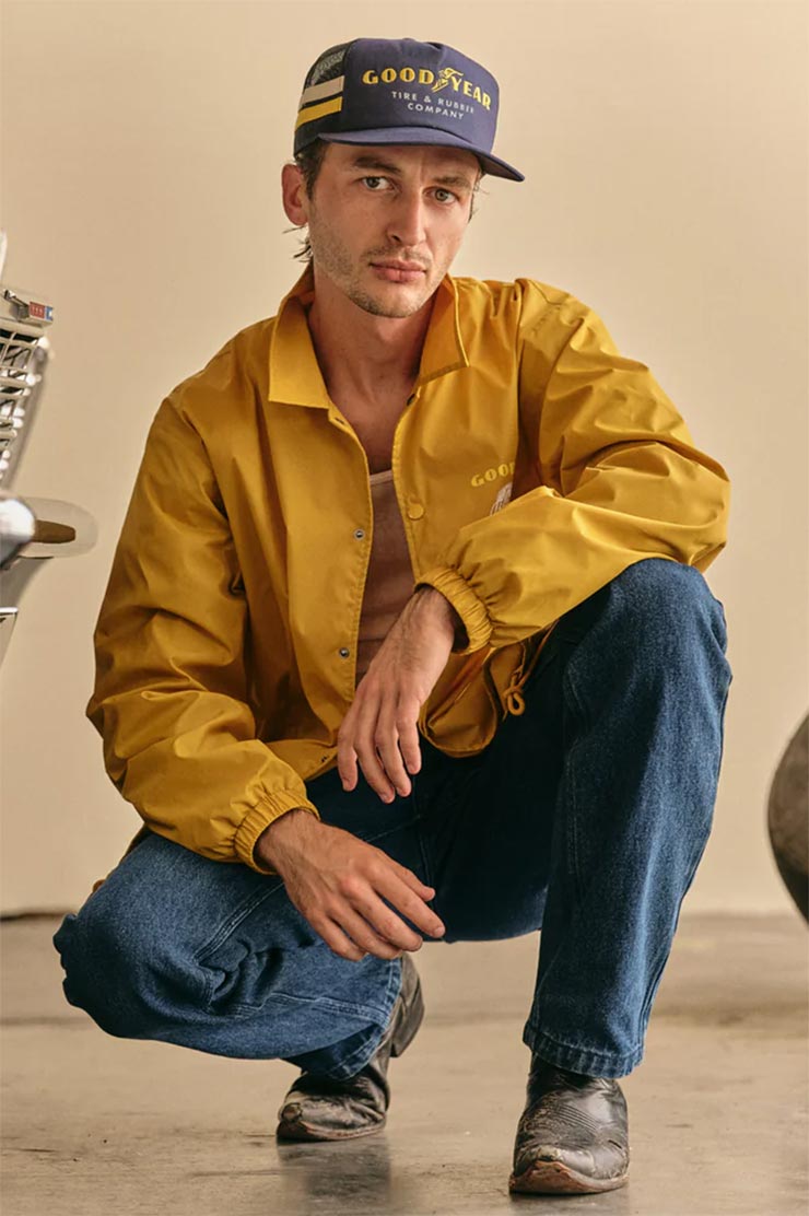 BRIXTON x GOODYEAR Slick Windbreaker Coach Jacket (Nugget Gold