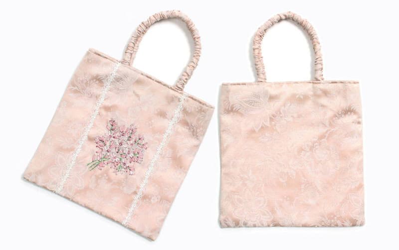 Ribbon-Embroidered Square Bag 30×30×4cm [Florette] | Japan Finds