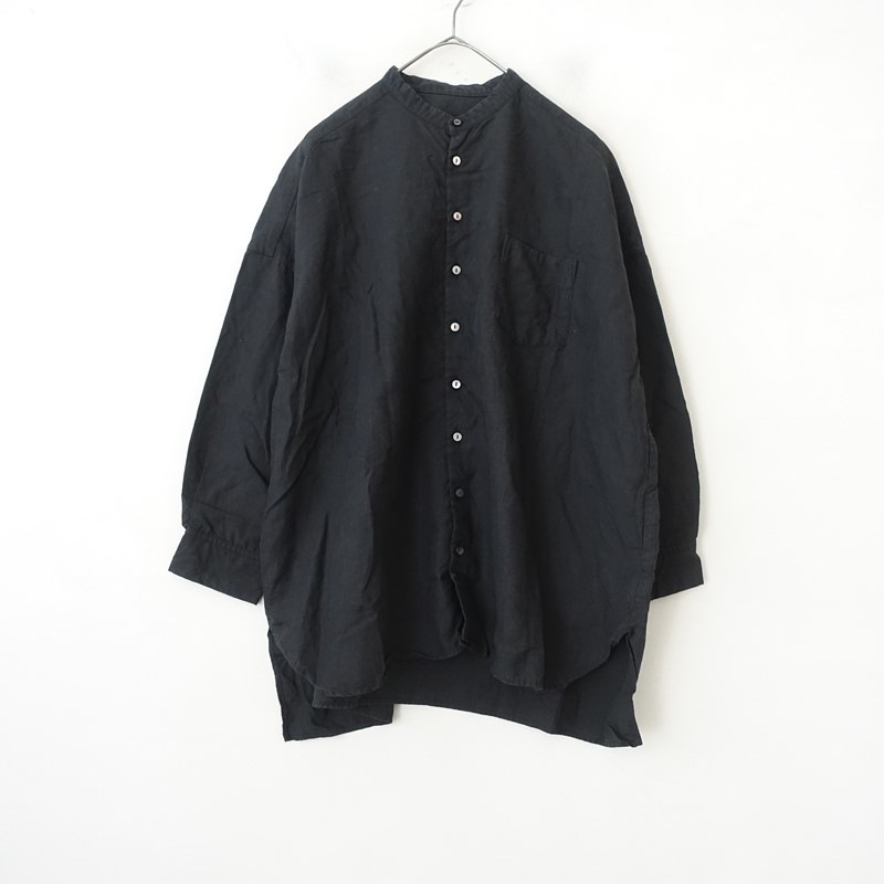 nest Robe] [Linen] [Size F] High-Count Band Collar Shirt | Japan Finds