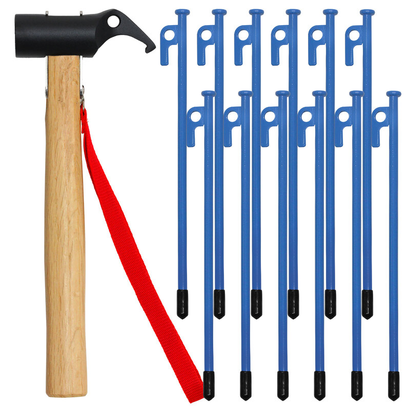 Steel] [30cm] 12pcs Tent Peg & Steel-Head Peg Hammer Set | Japan Finds