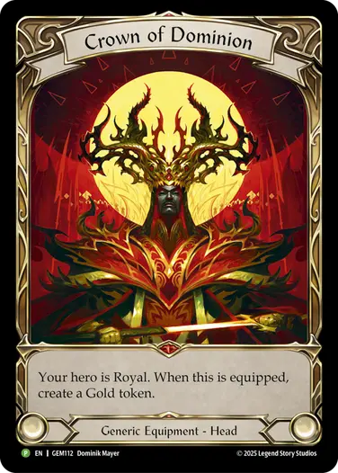 Crown of Dominion プロモ GEM112 未使用 FaB Rainbow Foil] Crown of Dominion (Equipment) GEM112 Promo Card