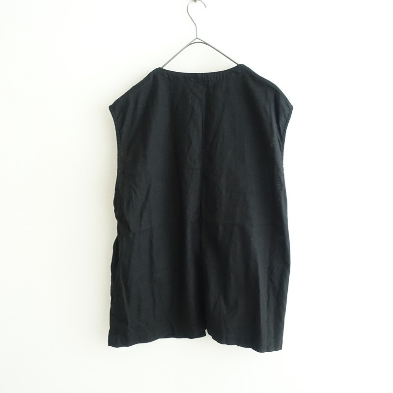 nest Robe upcycleLino ノーカラービッグシルエットベスト nest Robe] [UpcycleLino] [F] Collarless Big Silhouette Vest